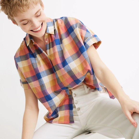Madewell Hilltop Shirt in Rainbow Check Plaid Fall - Picture 2 of 10